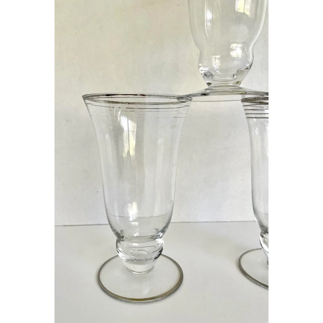 Contemporary Vintage Art Deco Silver Rim Ice Tea Glasses - Set of 6 For Sale - Image 3 of 7