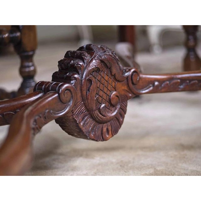 2000 - 2009 Carved Table with Thick Marble Top For Sale - Image 5 of 7