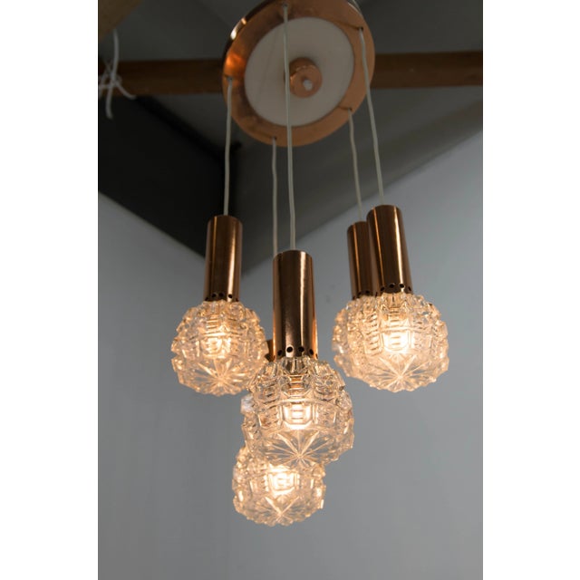 1970s Mid-Century Copper & Glass Chandelier, 1970s For Sale - Image 5 of 6
