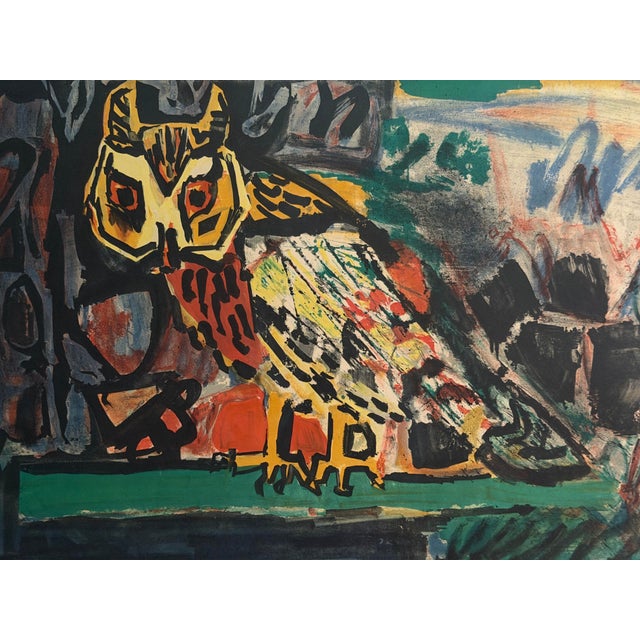 Mid-Century Modern Mid-Century Gabriel Paris "La Chouette" Signed Lithograph (1961) - Custom Framed With Tru Vue Museum Glass For Sale - Image 3 of 11