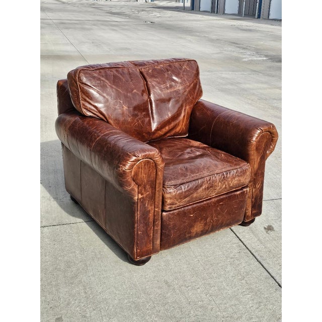 Restoration Hardware Lancaster Leather Armchair Recliner For Sale In Los Angeles - Image 6 of 18