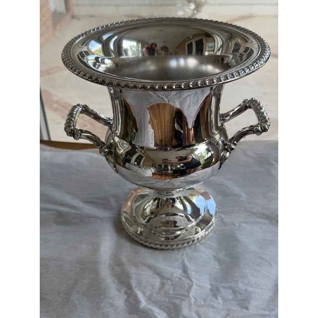 Vintage Wm. Rogers Silverplate Champagne Cooler / Wine Cooler With Rope Rim and Scroll Handles For Sale - Image 6 of 6