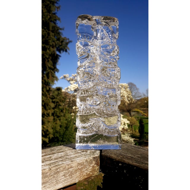 1970s Ice Glass Block Vase, 1970s For Sale - Image 5 of 6