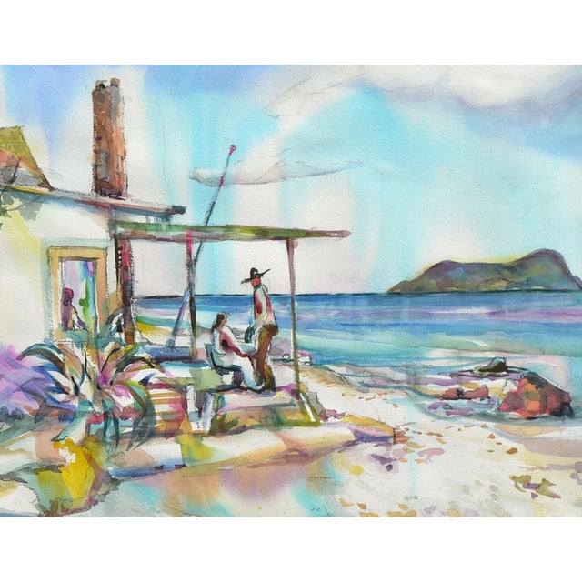 American House at the Beach, Baja California Figurative Landscape by David Stephens For Sale - Image 3 of 4