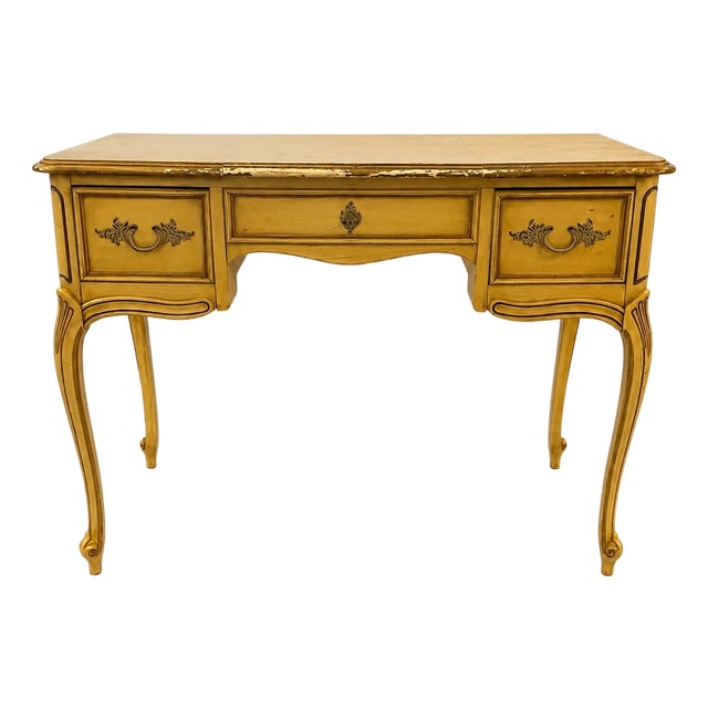 Vintage French Provincial Style Vanity Desk With Flip-Up Mirror For Sale