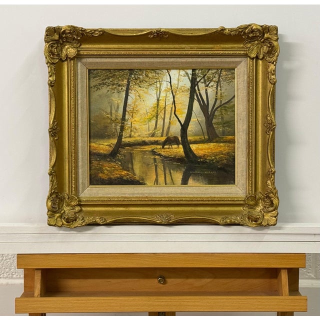 Horse next to River in the Woods of the English Countryside by British Artist 1970 (Circa) For Sale - Image 4 of 18