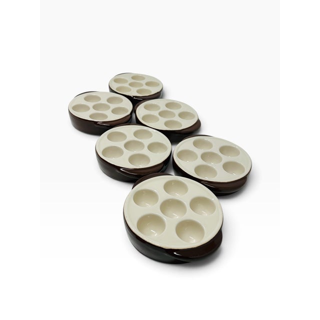 1970s 1970s Bel Terr China French Bistro Ceramic Escargot Dishes - Set of 6 For Sale - Image 5 of 10