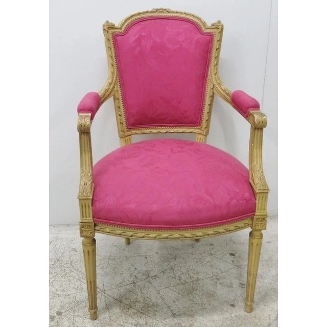French Carved Cream Painted Fauteuil/Arm Chair For Sale - Image 4 of 9