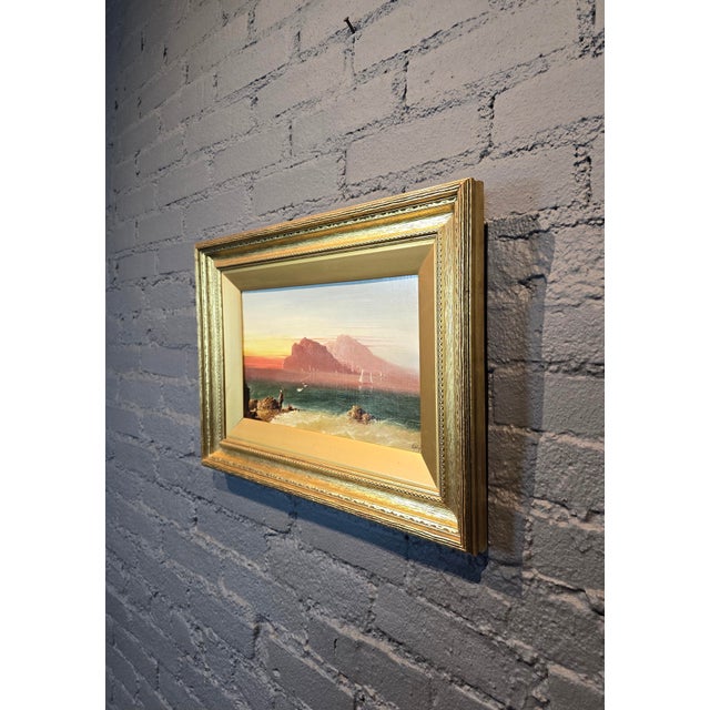 Sky Blue Christian Friedrich Thöming -View of Capri From Salerno Side-19th Century Oil Painting For Sale - Image 8 of 10