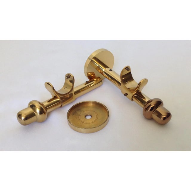 German Polished Brass Drapery Hardware Brackets A Pair Chairish