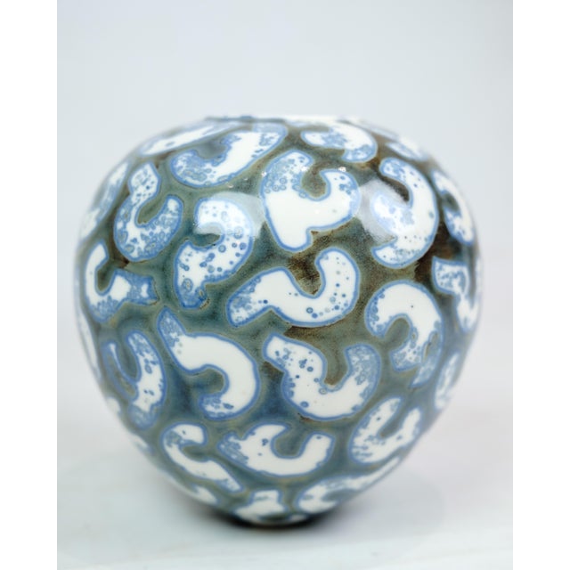 1990s Ceramic Vase with Blue and White Pattern by Peter Weiss, 1990s For Sale - Image 5 of 7