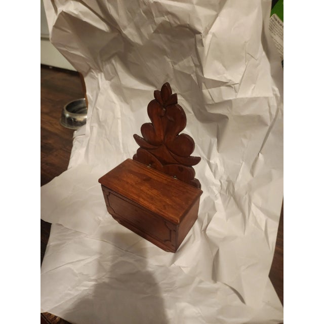 Vintage Carved Wood Primitive Salt Box For Sale - Image 13 of 14