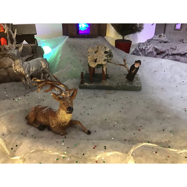 Gray Antique Christmas Tree Putz Mica Village Lights House Set - Czechoslovakia For Sale - Image 8 of 13