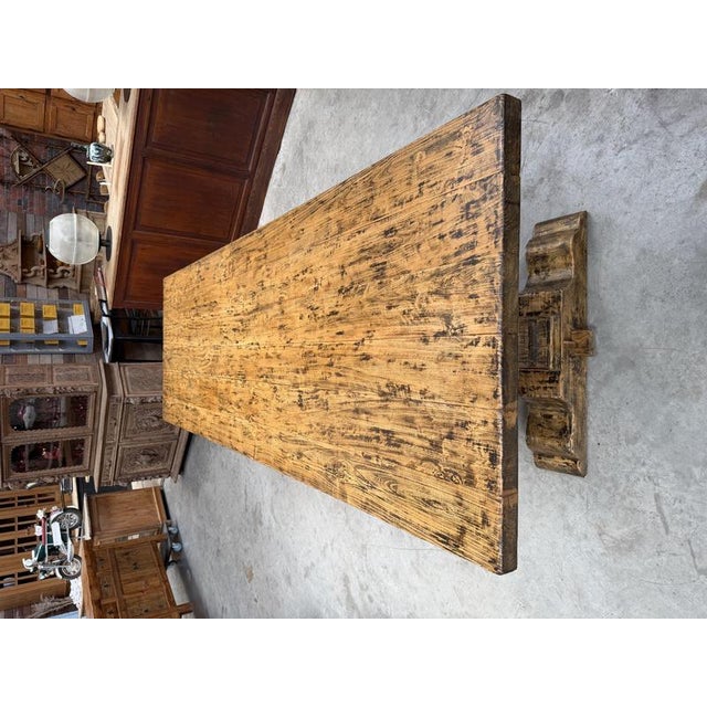 Wood Large Monastery Style Table in Fir, 1980s For Sale - Image 7 of 12