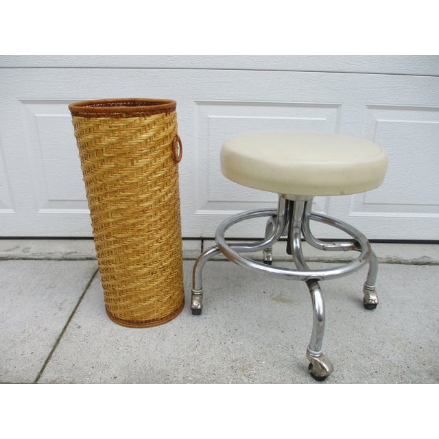 Rattan and Grass Reed Umbrella Stand | Chairish