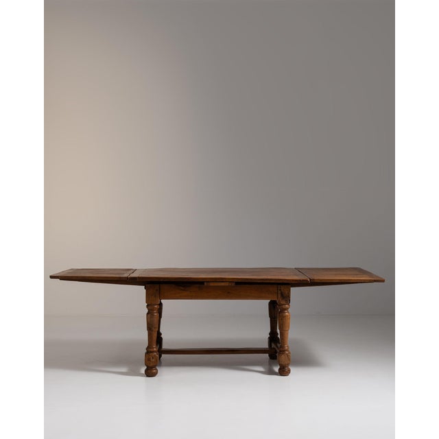 French Provincial 20th Century France Weathered Honey Oak Oak Drop-Leaf Farmhouse Table For Sale - Image 3 of 11