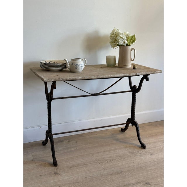 Rustic European Antique Marble Bistro/Patio Table For Sale - Image 3 of 5
