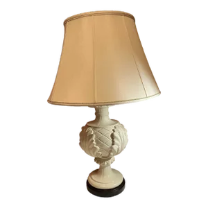 1980s Fredrick Cooper Large Ceramic Lamp Acanthus Leaves Original Shade