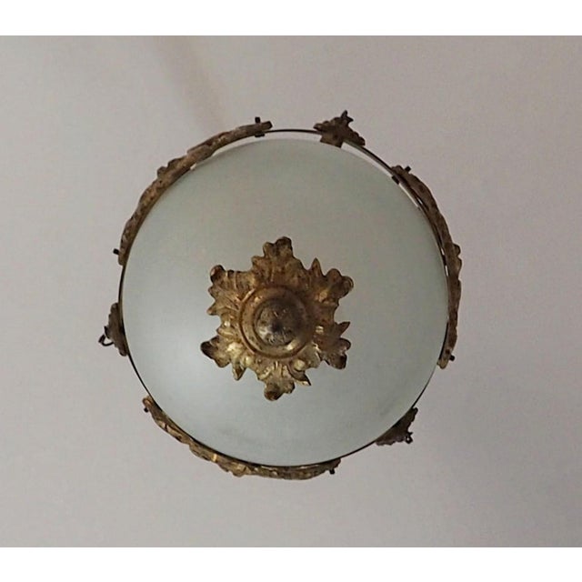 Antique French Louis XVI Style Glass and Bronze Pendant Lamp, 1890s For Sale - Image 14 of 15
