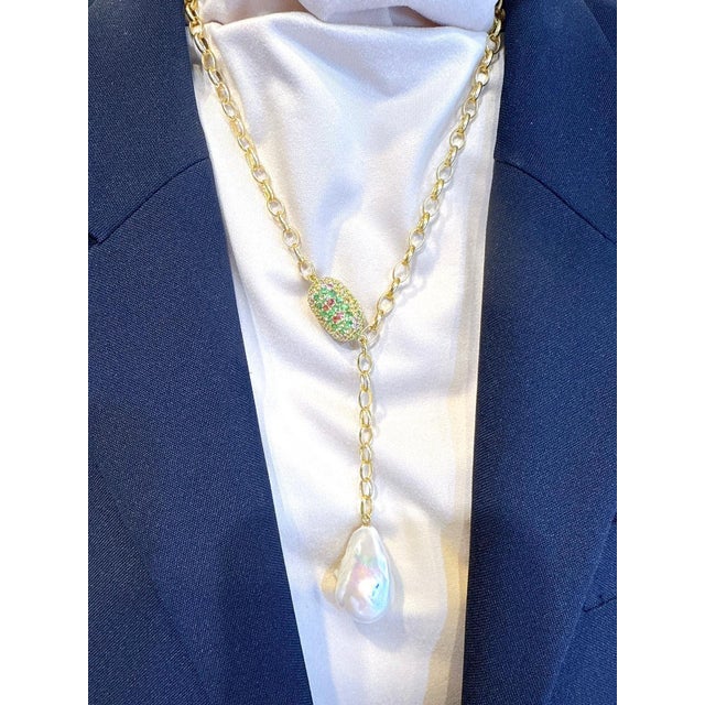 Bochic “Capri” Vintage Pearl, Ruby & Multi Gem Necklace Set In 18K & Silver For Sale In New York - Image 6 of 9