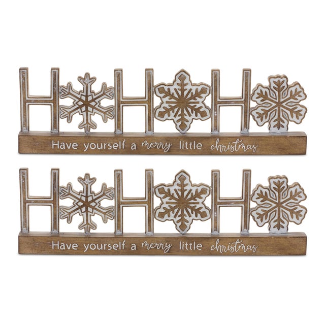 Ho Ho Ho Tabletop Sentiment Sign (Set of 2) For Sale In Chicago - Image 6 of 6