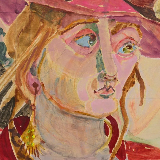 1980s 'Oleta's Hat' by Virginia Conroy, 1985, Carmel Art Association Exhibit, California Woman Artist, San Francisco Museum of Art For Sale - Image 5 of 12