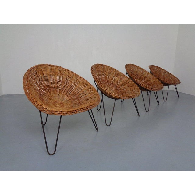Mid-Century Bamboo Chairs attributed to Janine Abraham and Dirk Jan Rol, France, Set of 4 For Sale - Image 4 of 17