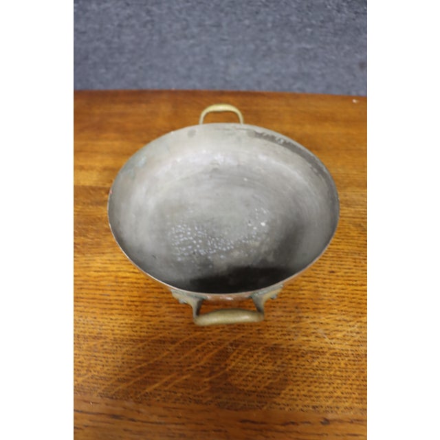 Antique Copper Gratin / Sauté Pan With Brass Handles For Sale - Image 10 of 14
