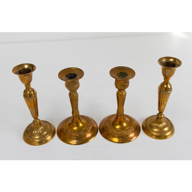 Vintage Danish Brass Candlesticks, 1950s, Set of 4 For Sale - Image 3 of 17