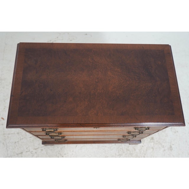 Wood Baker Burl Walnut English Style Bachelors Chest For Sale - Image 7 of 17