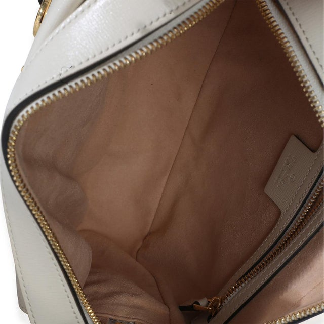 White Textured Calfskin Small Horsebit 1955 Shoulder Bag For Sale - Image 9 of 9