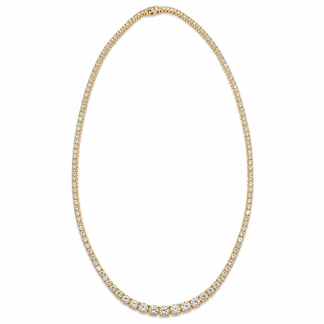 Metal 14k Yellow Gold 10-5/8 CTTW Lab-Grown Diamond Graduated Tennis Necklace, 18 In For Sale - Image 7 of 10