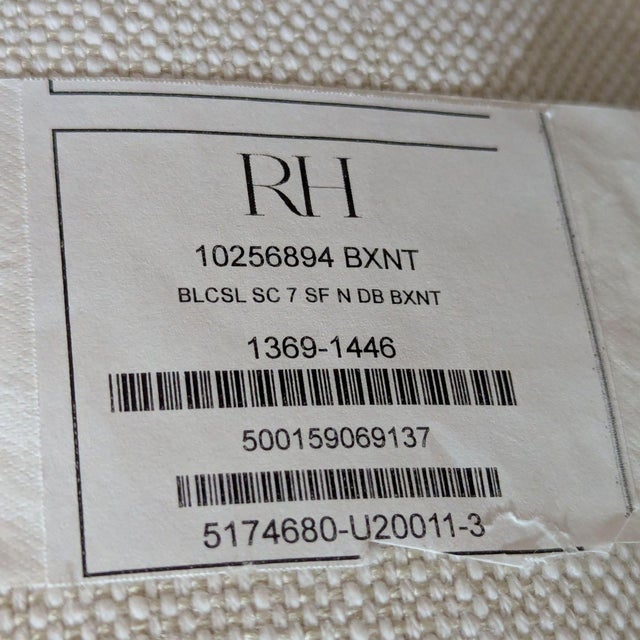 Restoration Hardware Belgian White Slipcovered Fabric Loveseat With Cushions For Sale - Image 9 of 9