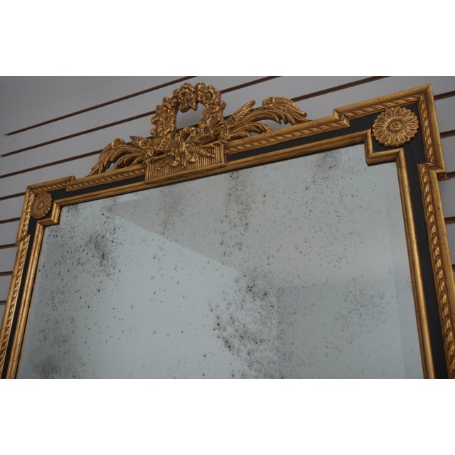 Glass Friedman Brothers Neoclassical Black & Gold Wall Mirror For Sale - Image 7 of 11