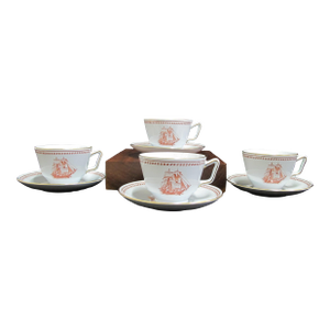 Spode Copeland Red Gold Trade Winds Ship Brig London Footed Cup & Saucer Set