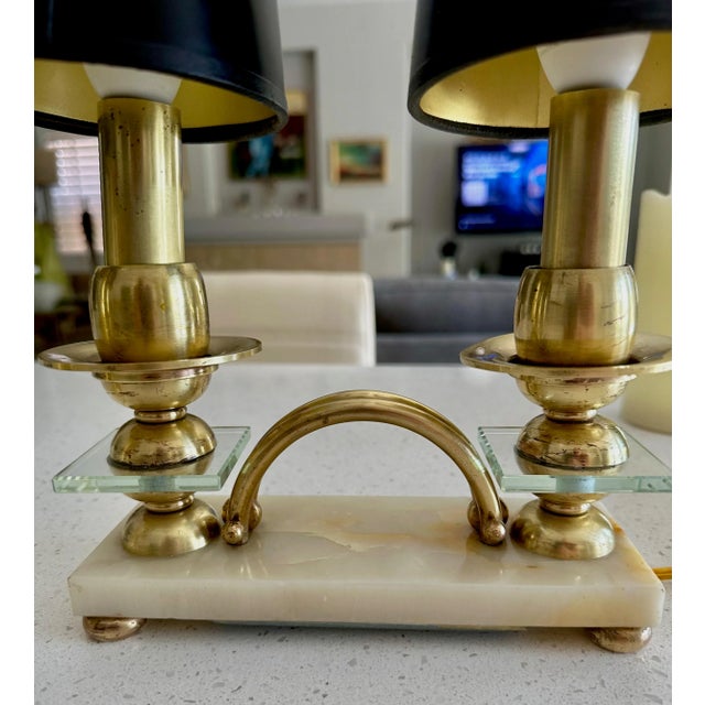 Metal Pair Brass Italian Gio Ponti Style Mantle Table Lamps For Sale - Image 7 of 12