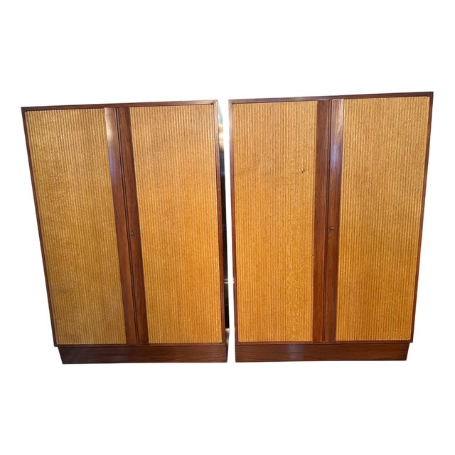Italian Reeded Front Cabinets, 1940, Set of 2 For Sale