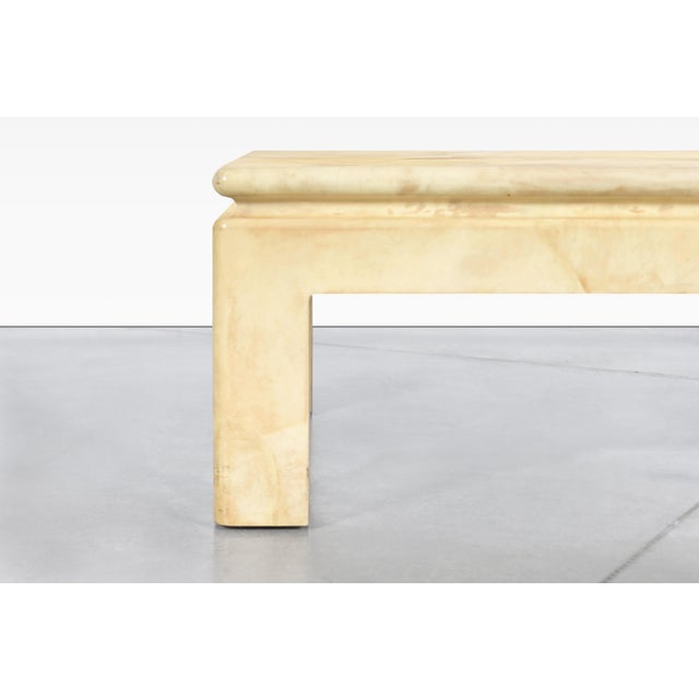 Mid-Century Modern 1980s Vintage Leather Goatskin Coffee Table Attributed to Karl Springer For Sale - Image 3 of 12