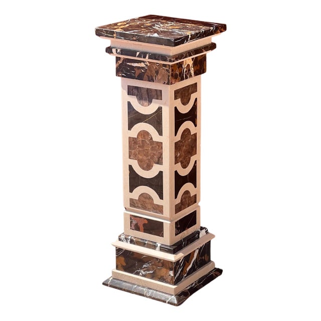 A Neoclassical Vintage Italian Marble Pedestal, 20Th Century For Sale