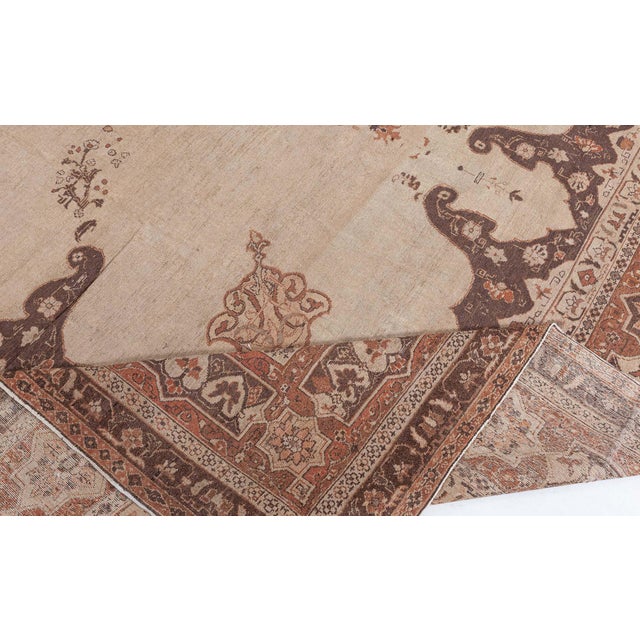 Early 20th Century Antique Indian Amritsar Handwoven Wool Camel and Brown Rug For Sale - Image 5 of 8