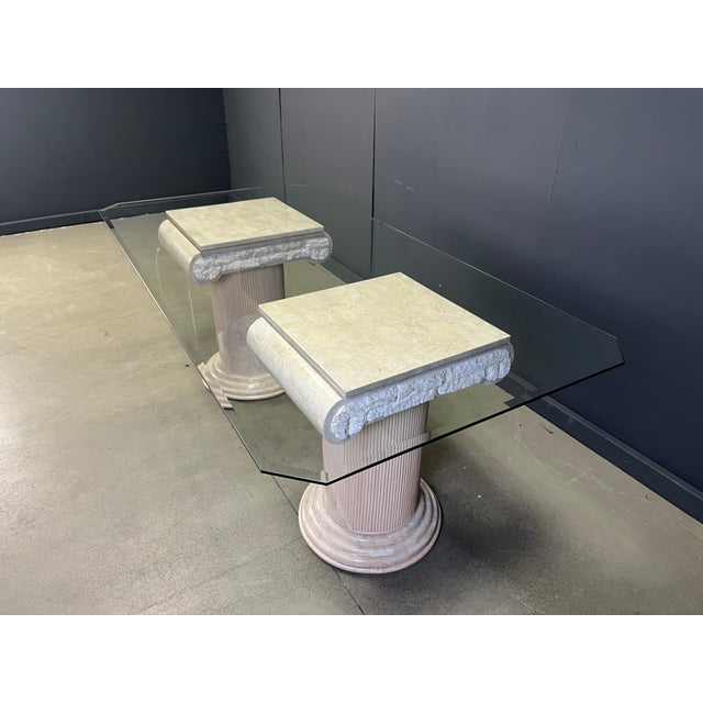 Glass Vintage Tesselated Stone Pedestal Dining Table from Maithland Smith, 1970s For Sale - Image 7 of 12