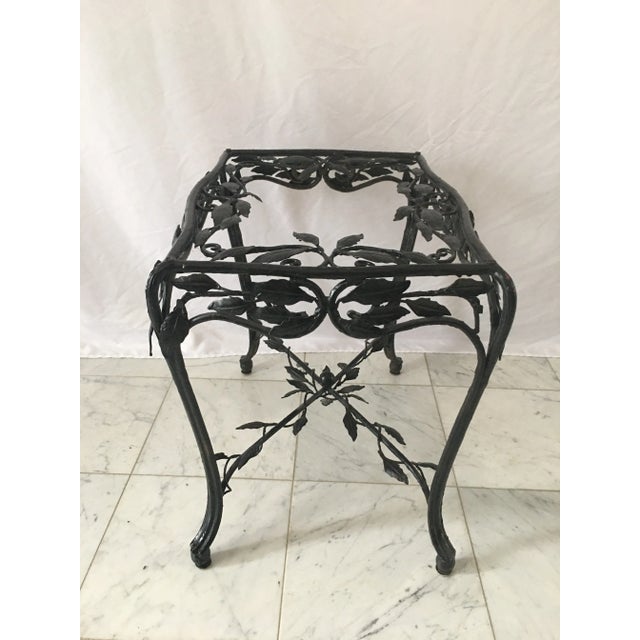1960s Vintage Black Iron Glass Top Table For Sale - Image 5 of 8