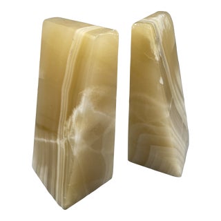 Mid-Century Onyx Marble Stone Bookends - a Pair For Sale