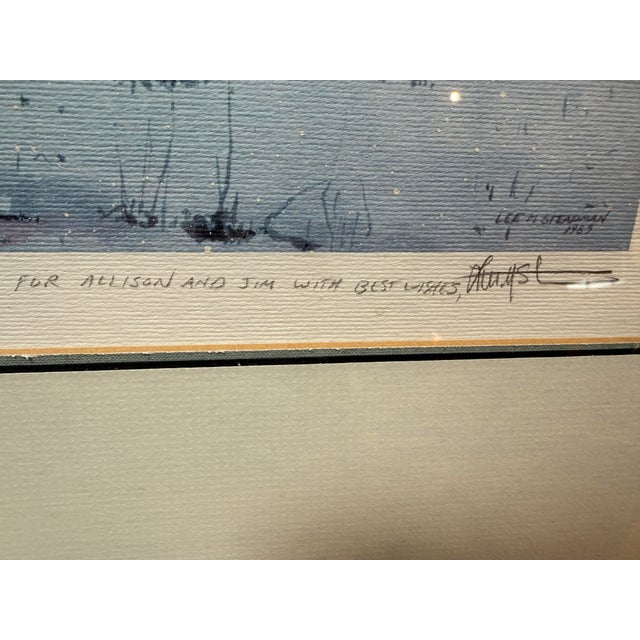 Circa 1989 L. M. Steadman Snowstorm on the Stead Farm Watercolor, Signed For Sale - Image 10 of 12