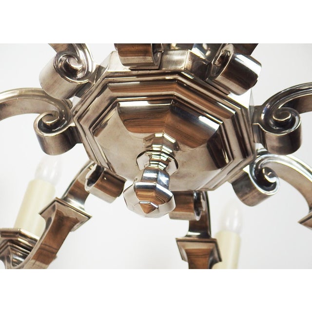 Art Deco Chandelier in Silvered Bronze, 1930s For Sale - Image 10 of 12