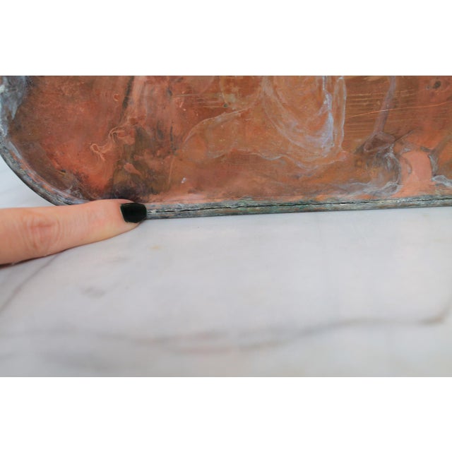 Vintage Oval Elongated Footed Brass and Copper Reticulated Planter W/ Paw Feet For Sale - Image 12 of 14
