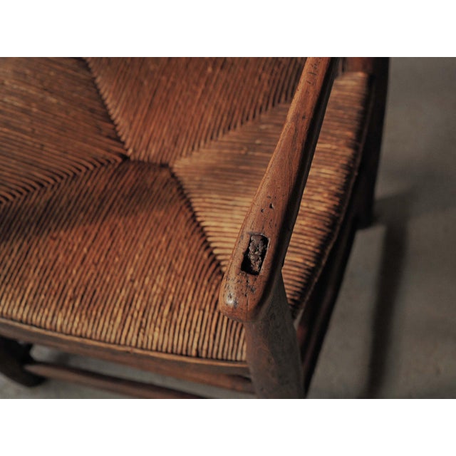 19th Century Folk French Armchair in Wood and Rush, 1890s For Sale - Image 12 of 17