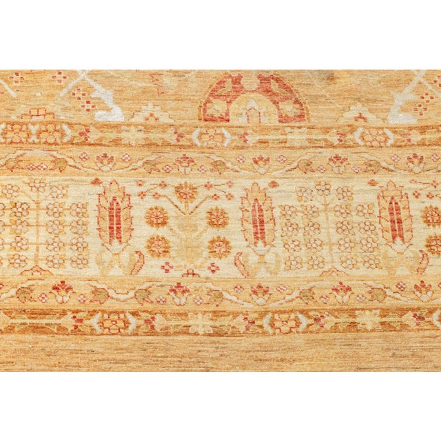 Yellow Afghan Tabriz Wool and Silk Carpet 17' 6" X 12' 7" For Sale - Image 8 of 10