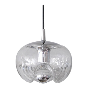 German Clear Glass Hanging Light, 1970