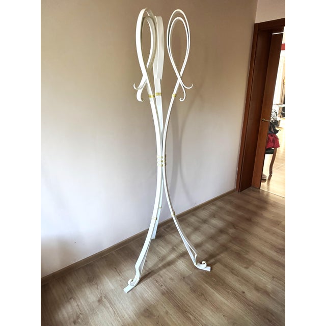 Vintage Hand-Forged Iron Coat Stand in White and Gold, 1950s For Sale - Image 10 of 18
